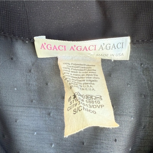 Vintage Black Button Up Blouse with Gold Polka Dots S - Picture 7 of 7